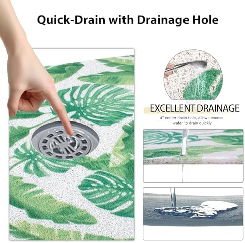 Square Shower Mat, Yonala 32 x 32 Inch Stylish Non Slip Shower Mats - Image 5