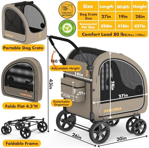 PAWZIDEA 3-in-1 Large Dog Stroller - Image 2