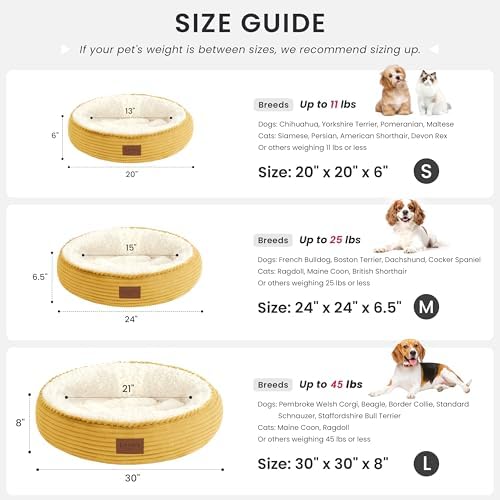 Love's cabin Round Donut Cat and Dog Cushion Bed, 20in Pet Bed - Image 3