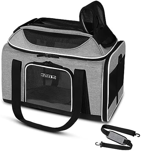 Petskd Top-Expandable Small Pet Carrier 18"x13"x9.5" Airline Approved by Petskd