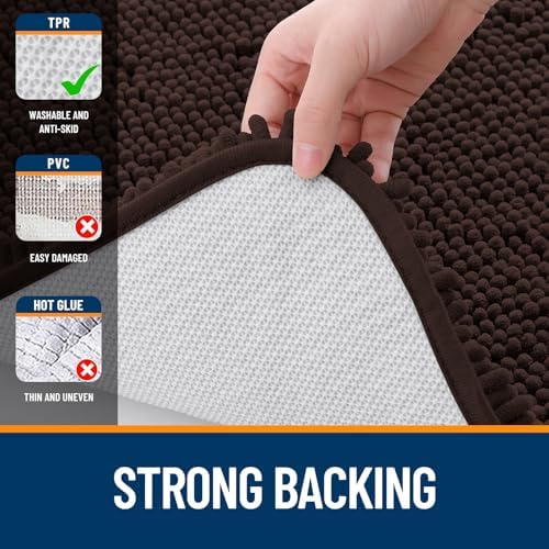 OLANLY Large Bathroom Rugs 59x35, Extra Soft Absorbent Chenille Bath Rugs - Image 6