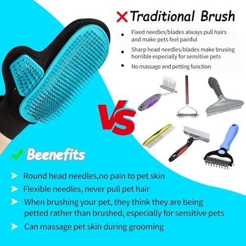 2025 Pet Grooming Glove with Tipped Pin Brush, Special Design Deshedding Glove - Image 3