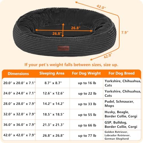 Dwanton Orthopedic Medium Dount Dog Bed, Egg-Crate Foam Round Dog Sofa - Image 6