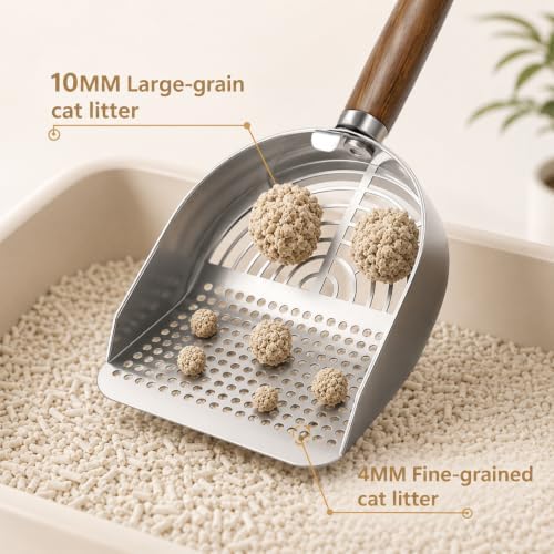 COMNICO Stainless Steel Cat Litter Scoop Dual Sifting Kitten Pooper Lifter - Image 7