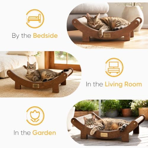FUKUMARU Extra Large Sisal Cat Scratcher Bed Indoor Sturdy Wood Scratch Bed - Image 5