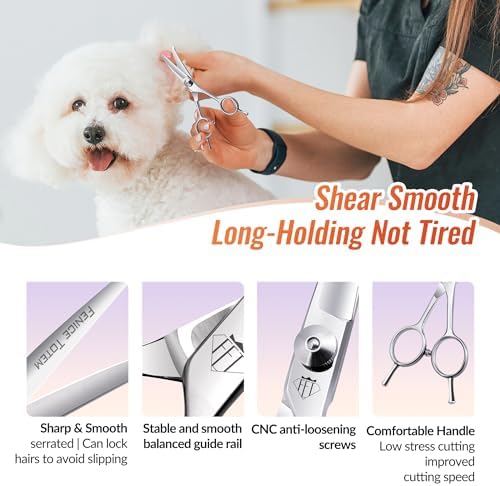 Dog Grooming Scissors: 4.75" Pet Curved Shears Made of Advanced JP440C - Image 5