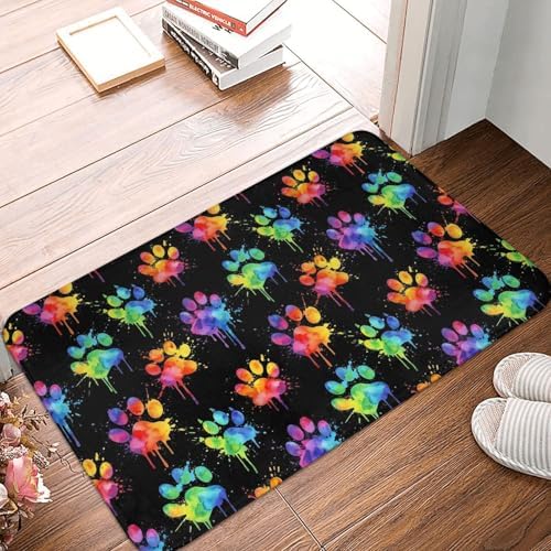 Watercolor Dog Paws Bath Mat 24x16 Inch Non-Slip Soft Microfiber Bathroom Rugs - Image 6