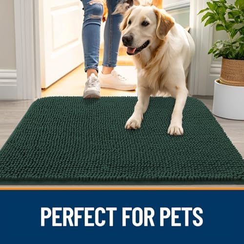 OLANLY Dog Door Mat for Muddy Paws 32x20, Super Absorbent Chenille Mud Mat - Image 6