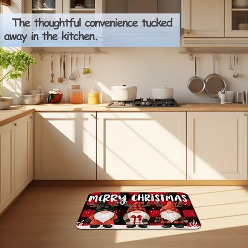 Christmas Gnomes Bathroom Mat, Non-Slip Rubber Backing Thin Low-Profile Bath Rug - Image 6
