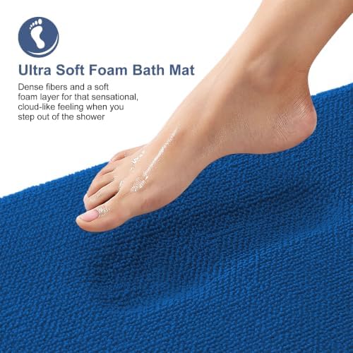 OLANLY Memory Foam Bathroom Runner Rugs 47x20, Long Bath Mats, Royal Blue - Image 2