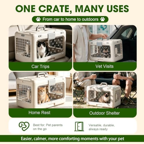 Collapsible Small Dog Crate, Hard-Sided Foldable Cat Carrier - Image 5