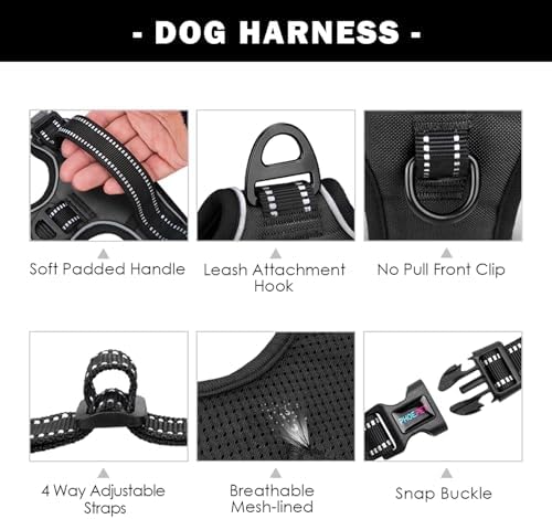 PHOEPET Reflective Dog Harness Large Breed Adjustable No Pull Vest - Image 4