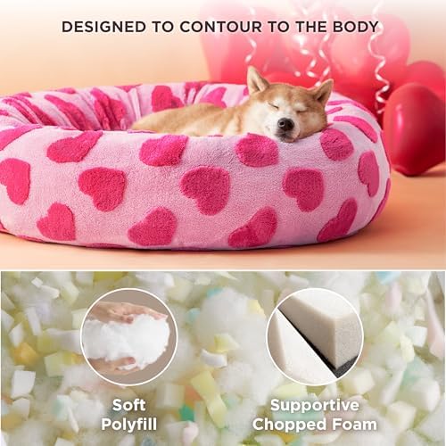 LE SURE Shown on TV Jacquard Donut Dog Beds Large, Lover Hearts 36x36x8in - Image 4