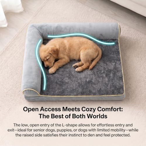 Orthopedic Small Dog Bed 20 x 16Inch, L Shaped Memory Foam Puppy Pet Bed - Image 6