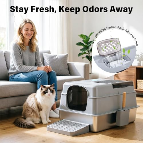 Stainless Steel Litter BoxWith Lid, XXXL Metal Litter Box - Image 6