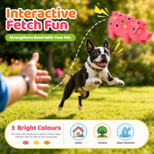 POPLAY 3 PCS Squeaky Latex Grunting Pig Dog Toys, 4 Inch Durable Rubber - Image 6