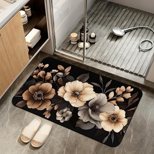 Bath Mat, Quick-Drying Non-Slip Rubber Bath Mats Artistic Absorbent by ZTHLL