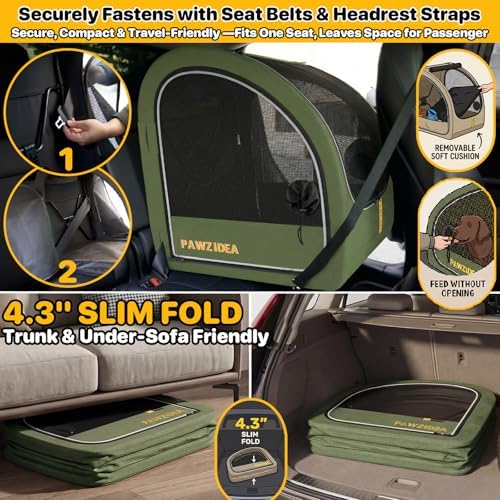 PAWZIDEA Portable Dog Crate for Car Travel, Medium & Large Dogs Up to 80lbs - Image 4