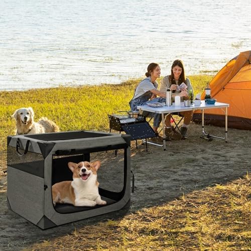 Zikopomi 30 Inch Portable Soft Foldable Dog Crate Dark Grey - Image 5