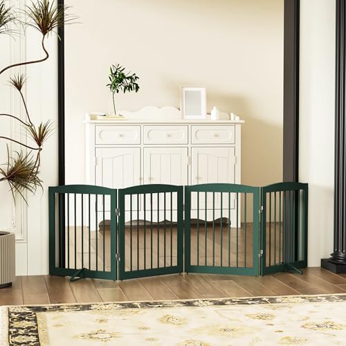 PUPETPO Freestanding Pet Gate for Dogs, Foldable Wooden Dog Gate for House - Image 7