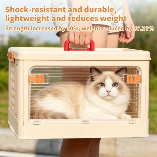 Pet Carrier for Cat & Dog, 19-in Collapsible Cat Carrier Hard, Portable Crate - Image 3