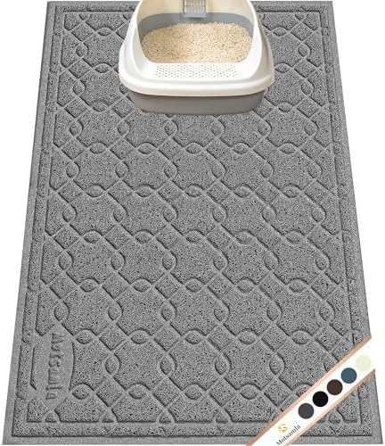 Cat Litter Box Mat, Litter Box Mat Scatter Control, Waterproof, Durable Large by Motsamla