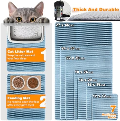 Cat Litter Mat 12"x12", Double Layer EVA litterbox Mat - Image 2