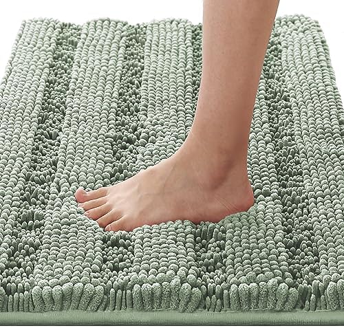 H.VERSAILTEX Bath Mats for Bathroom Non Slip Thick Chenille Striped Bath Rug by HVERSAILTEX