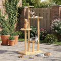 60" Tall Weatherproof Outdoor Cat Tree Tower, Solid Natural Wood by ForPetLoversByPetLovers