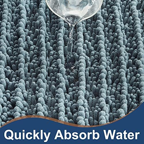 Luxury Chenille Dusty Blue Bathroom Rugs Sets 2 Piece, Thickened Hot Melt - Image 4