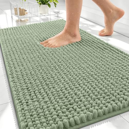OLANLY Thick Chenille Absorbent Bathroom Rugs Mat 30x20, Sage Green by OLANLY