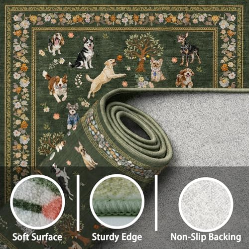 Small Rug for Entryway, 2x3 Washable Dog Door Mat Rug Dark Green - Image 6