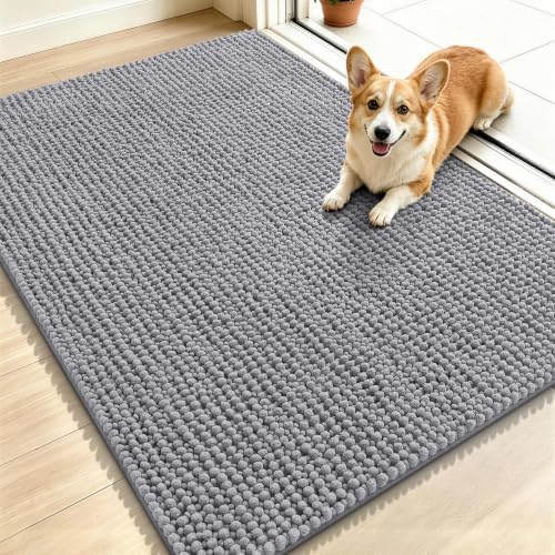 Smiry Dog Door Mat for Muddy Paws 44x32, Ultra Absorbent Chenille Doormat by Smiry