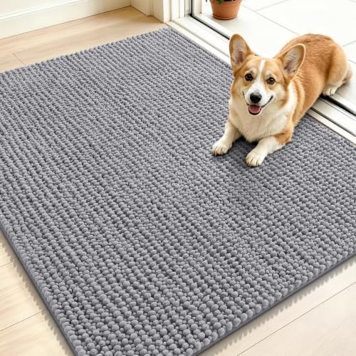 Smiry Dog Door Mat for Muddy Paws 40x32, Ultra Absorbent Chenille Doormat by Smiry
