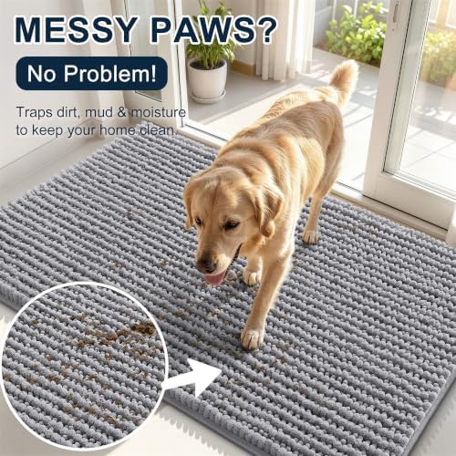 Smiry Dog Door Mat for Muddy Paws 70x24, Ultra Absorbent Chenille Doormat - Image 5