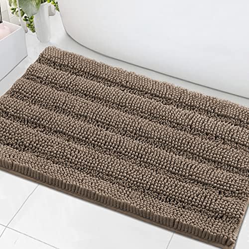 H.VERSAILTEX Bath Mats for Bathroom Non Slip Extra Thick Chenille Striped Bath by HVERSAILTEX