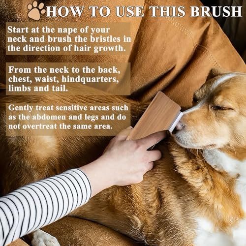 Wooden Deshedding Brush for Dogs, Cats & Horses, Deshedding Grooming Tool Curry - Image 4