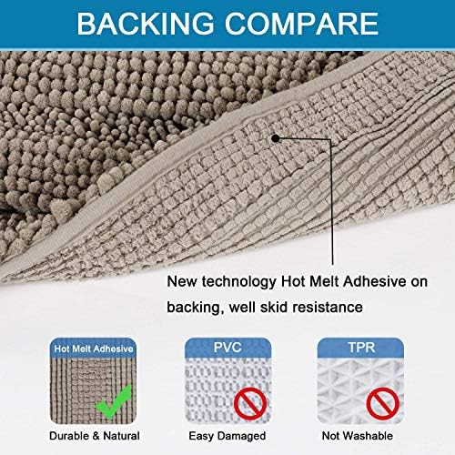 H.VERSAILTEX Bath Mats for Bathroom Non Slip Extra Thick Chenille Striped Bath - Image 4