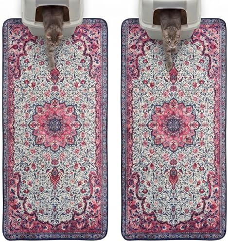 Hompet Cat Litter Mat 2 Pack, 28.5x60 Large Machine Washable Trapping Mats by Hompet