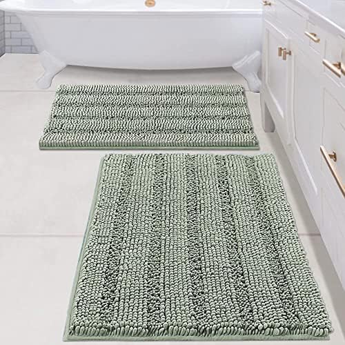 H.VERSAILTEX Bathroom Rugs Bath Mats Sets Super Absorbent Chenille Striped Bath by HVERSAILTEX
