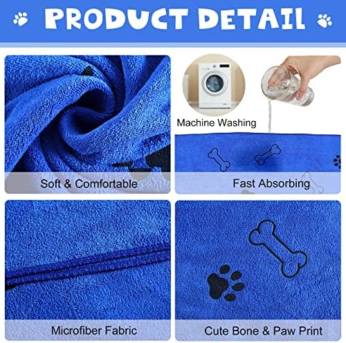 Chumia 4 Pcs Dog Towels for Drying Dog Puppy Bulk Microfiber Absorbent Paw - Image 3