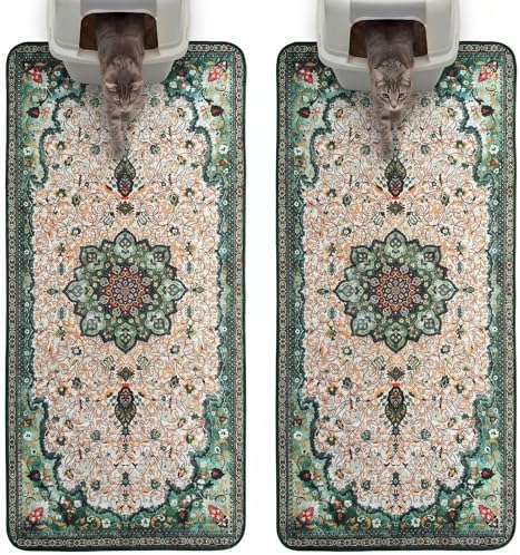 Hompet Cat Litter Mat 2 Pack, 24.8x54 Large Machine Washable Trapping Mats by Hompet