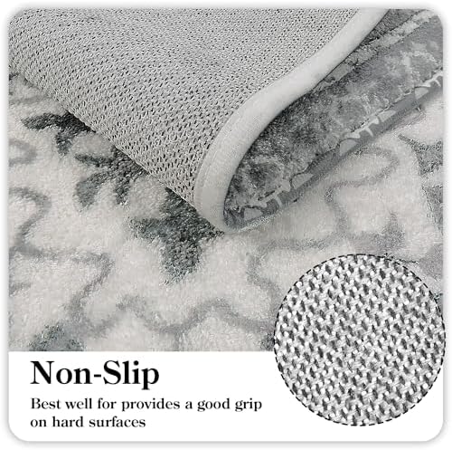 Uphome Boho Vintage Bathroom Runner Rug Gray Non-Slip Soft Bedroom Rug Machine - Image 3