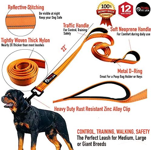 Primal Pet Gear Dog Leash 6ft Long, Traffic Padded Two Handle, Heavy Duty - Image 2