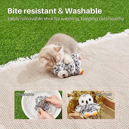 Potaroma Flapping Owl Cat Toys, Lifelike Bird Chirp, Rechargeable Touch - Image 4