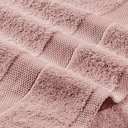 White Classic Pink Bath Towel Set of 6-100% Cotton Highly Absorbent Towels - Image 7