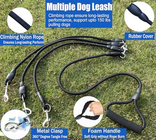 Heavy Duty 3 Dog Leash for Small Dogs No Tangle Detachable 360° Swivel Device - Image 6