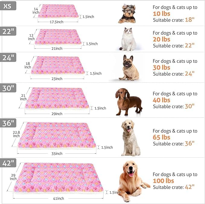 Mora Pets Cat Bed Ultra Soft Dog Crate Pad Star Print 2 Pack 18 inch Pink - Image 6