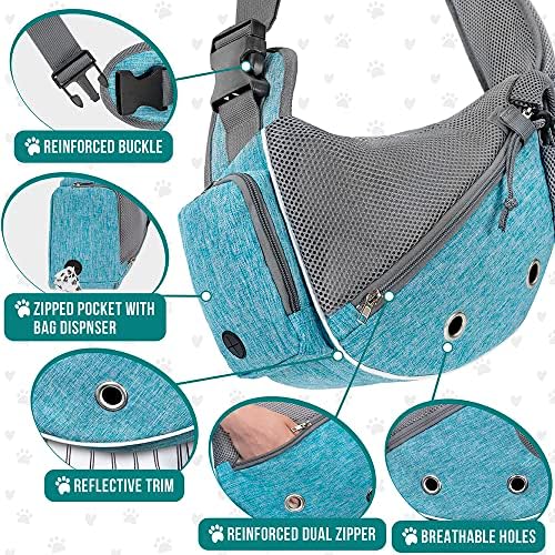 PetAmi Small Dog Sling Carrier, Puppy Cat Hands-Free Purse, 10 lb, Sea Blue - Image 4