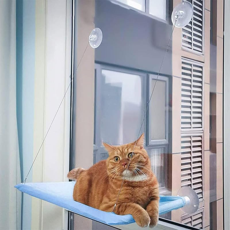 Blue Cat Hammock for Window, Cat Window Perch for Indoor Cats - Image 2
